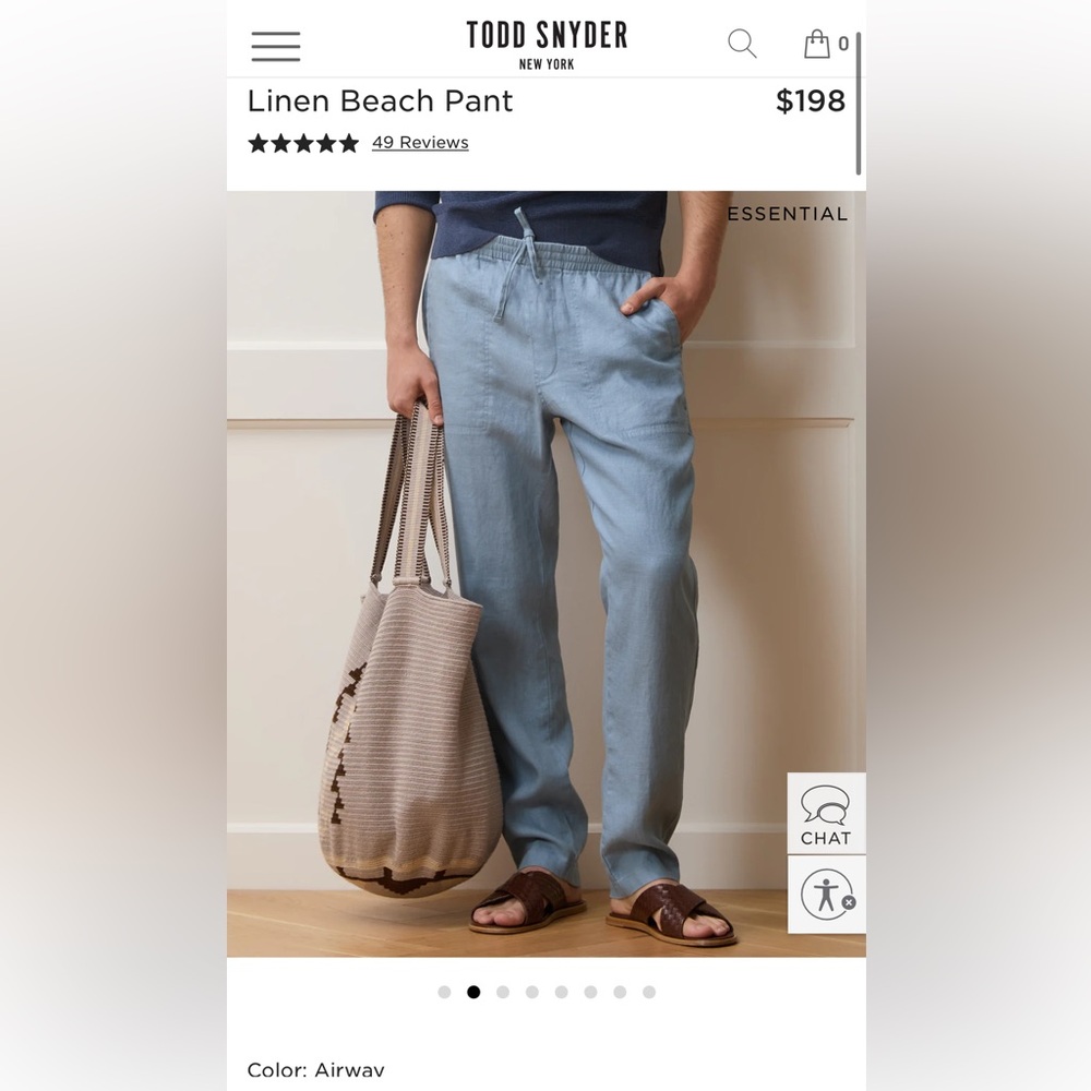 Todd Snyder Linen Blue Beach Pants Joggers Relaxed Weekend Wear Quiet Lux